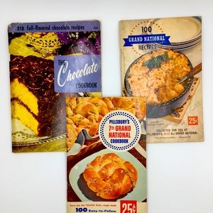 Lot Of 3 Vintage Cookbooks The Chocolate & 2 Pillsburys Grand National Ephemera